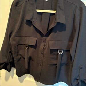 Sweet Rain Black Button-Up Jacket